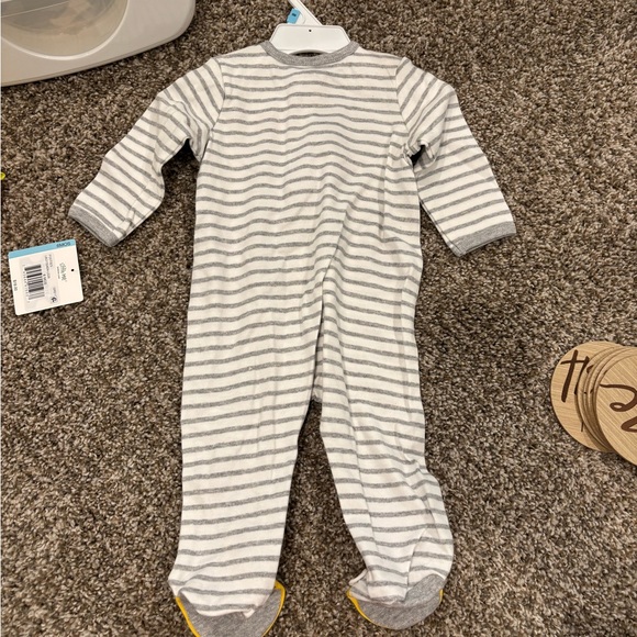 Little Me Gray and Yellow Footies with Cozy Stripes - Picture 2 of 3